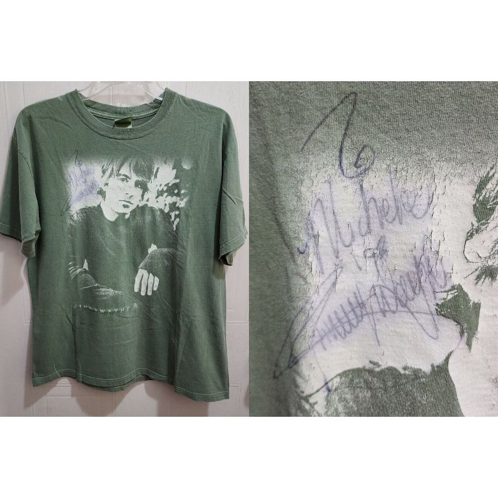 Vintage SIGNED Jimmy Wayne Short Sleeve T Shirt Green Size Medium‎ Country Music